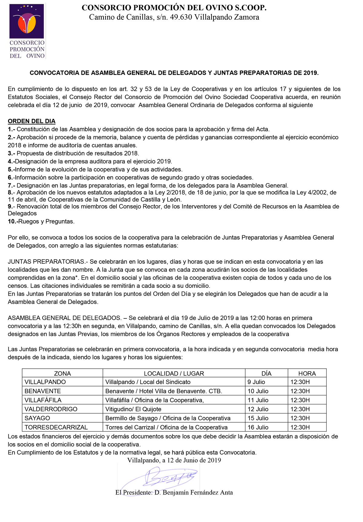 Convocatoria AG 2019 1